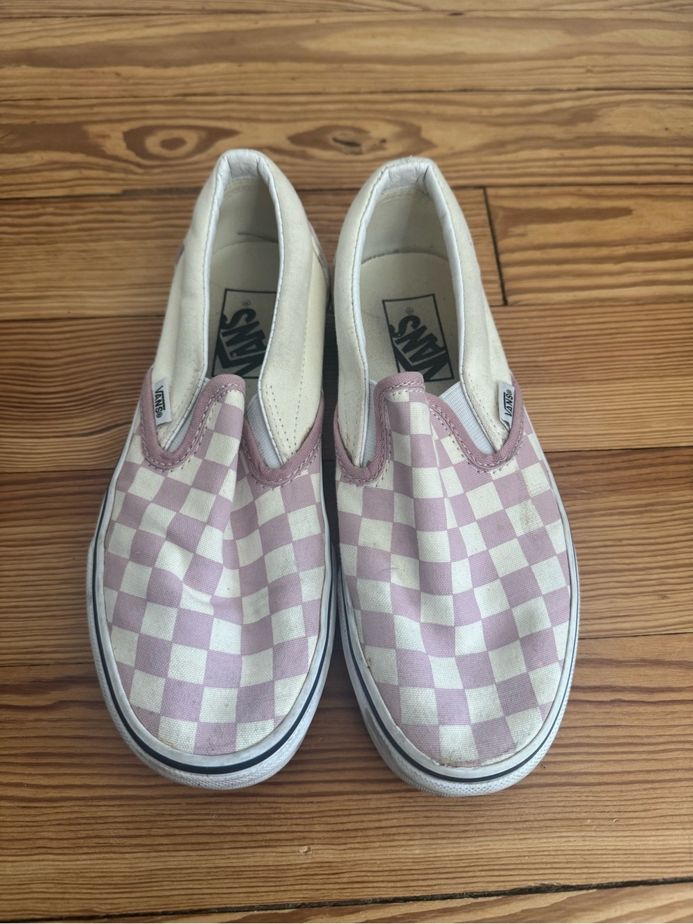 Vans Checkerboard Slip-On Sneakers in Light Purple and White